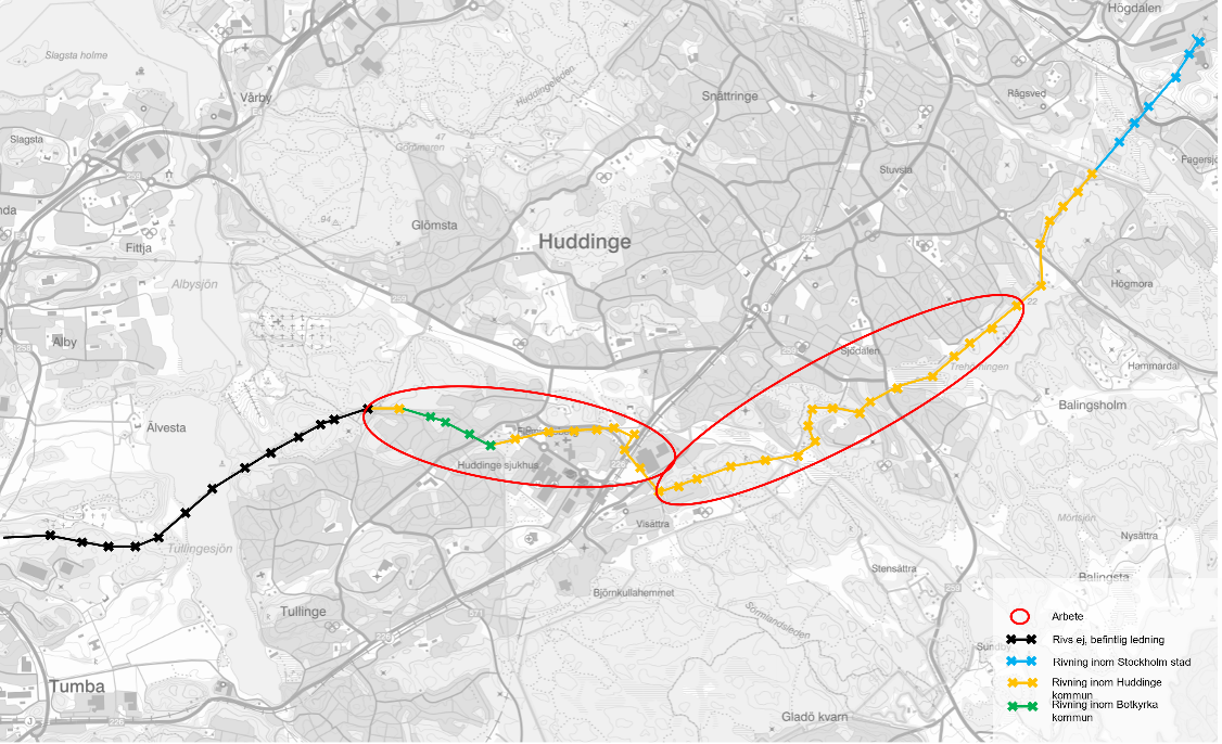 Karta över vart man river i mars