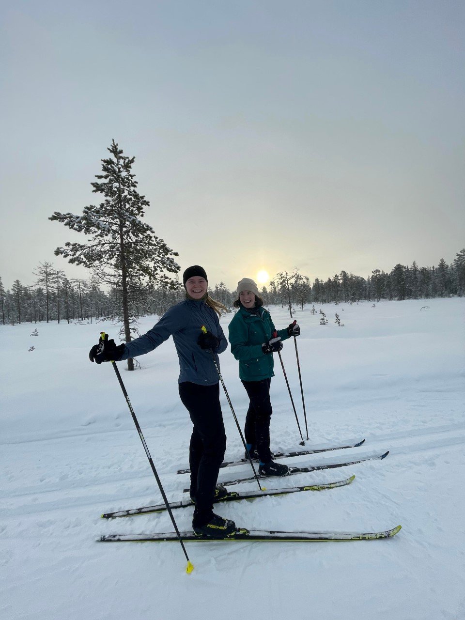 Traineerna åker längdskidor