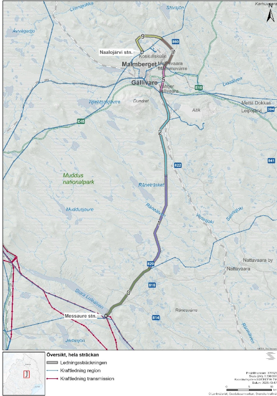 Karta över sökt koncessionslinje.