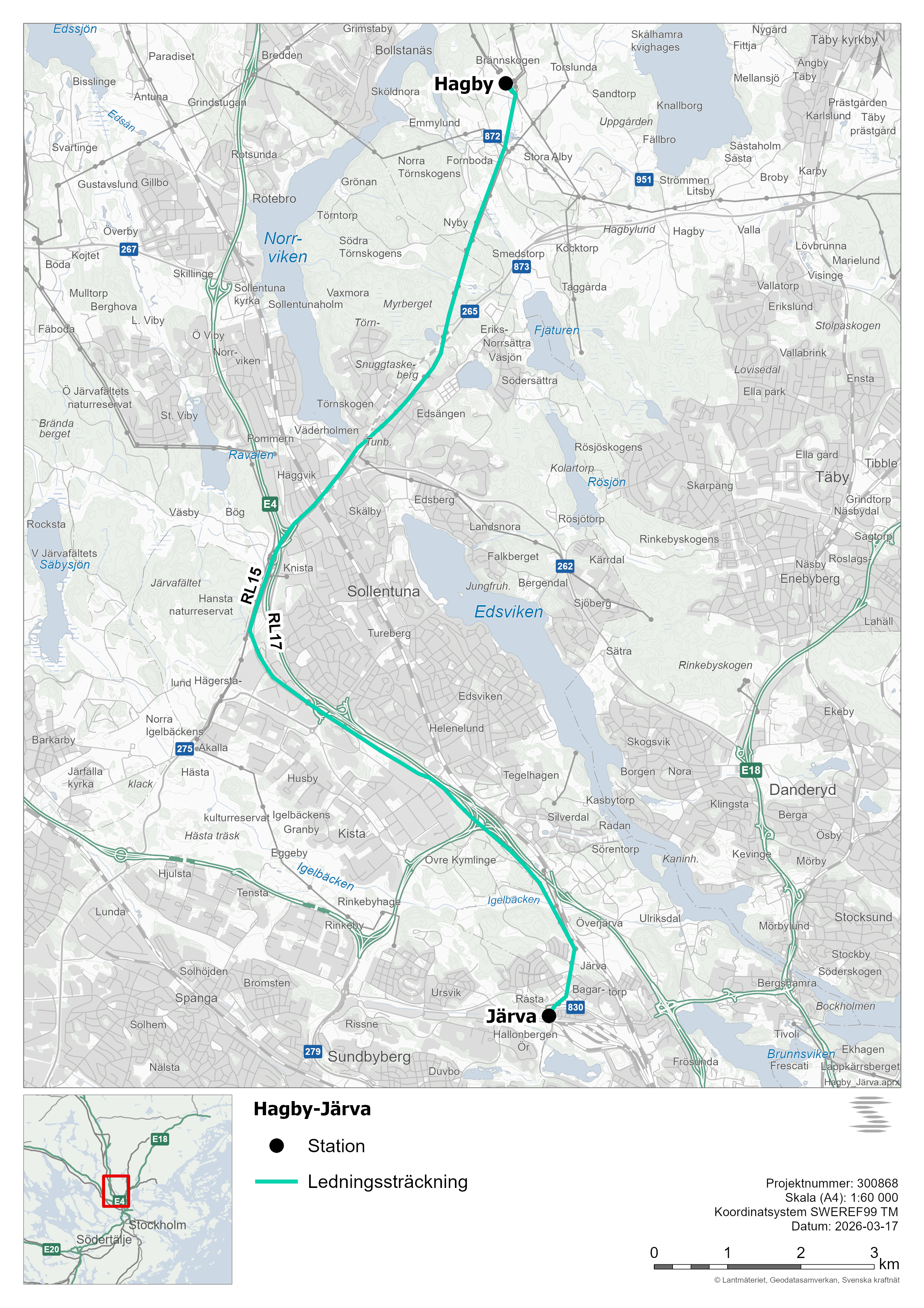 Karta över sträckan