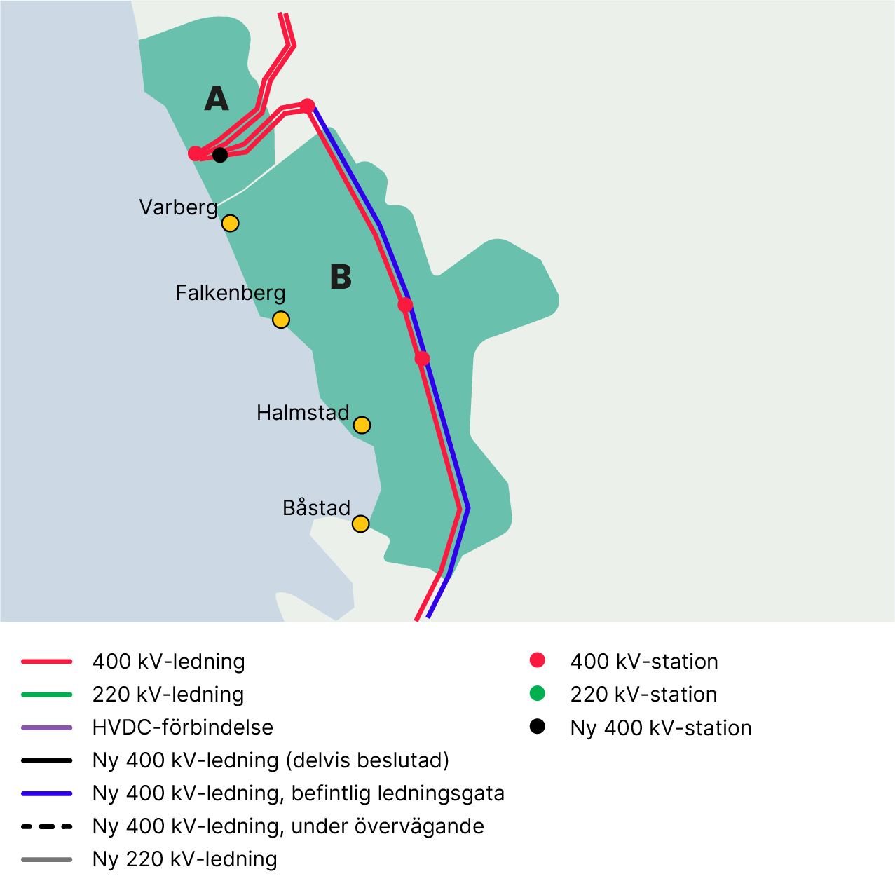 Översikt pågående nätutveckling i Hallands län fram till år 2035