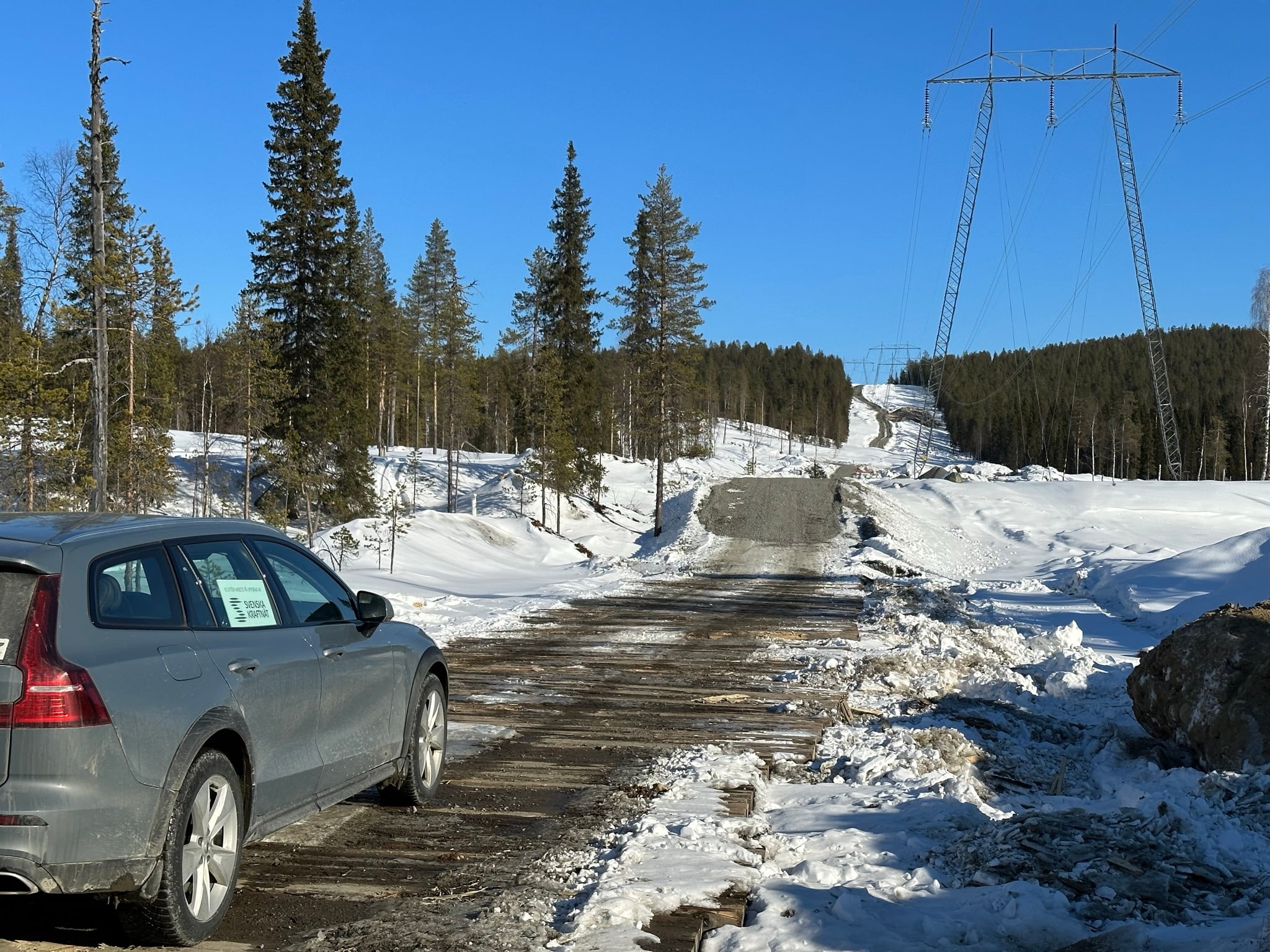 Byggväg med stockmattor