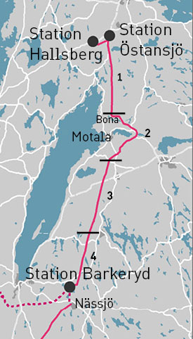 Karta norra delen av SydVästlänken