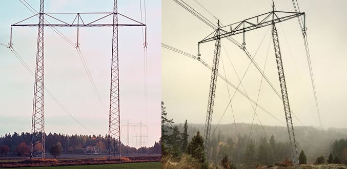 Exempelbild på en B-stolpe respektive en A-stolpe.