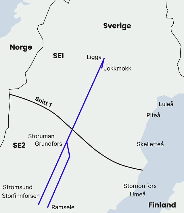 Karta över aktuell sträckning 