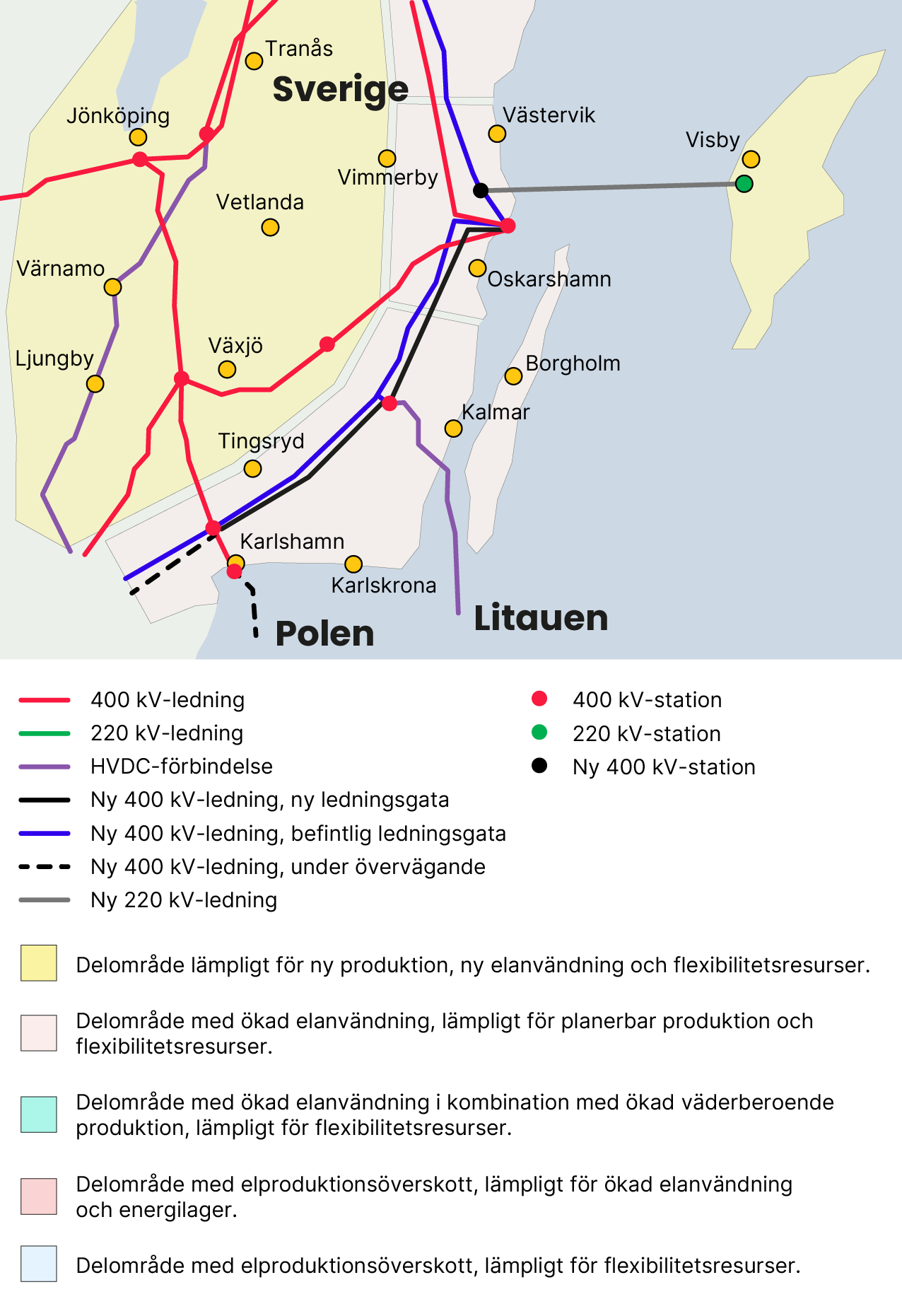 llustration av delområde i Östra Götaland för anslutning