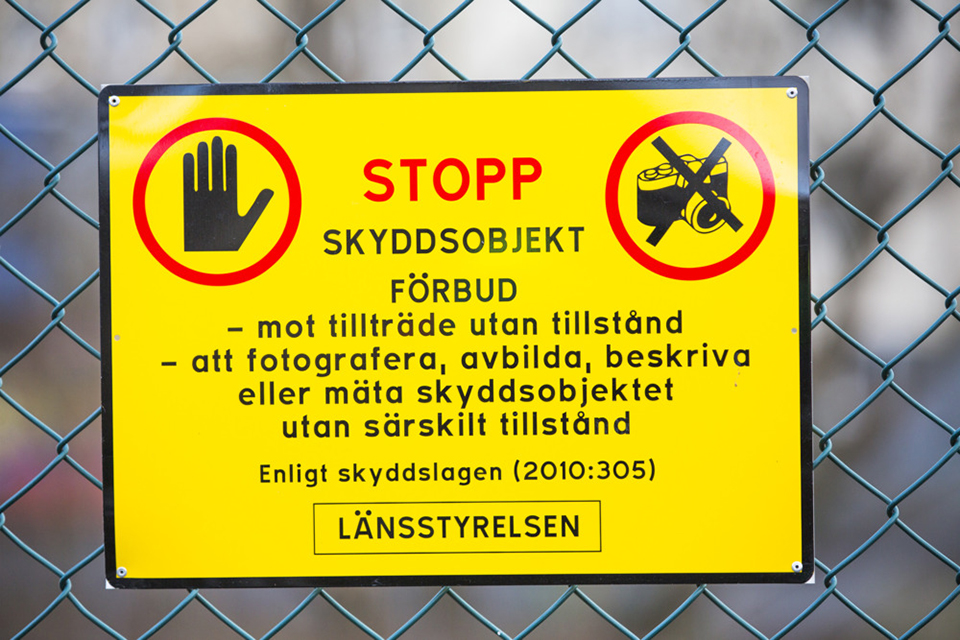 Varningsskylt för skyddsobjekt