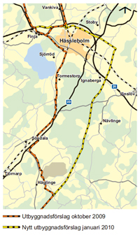 Karta utbyggnad kring Hässleholm