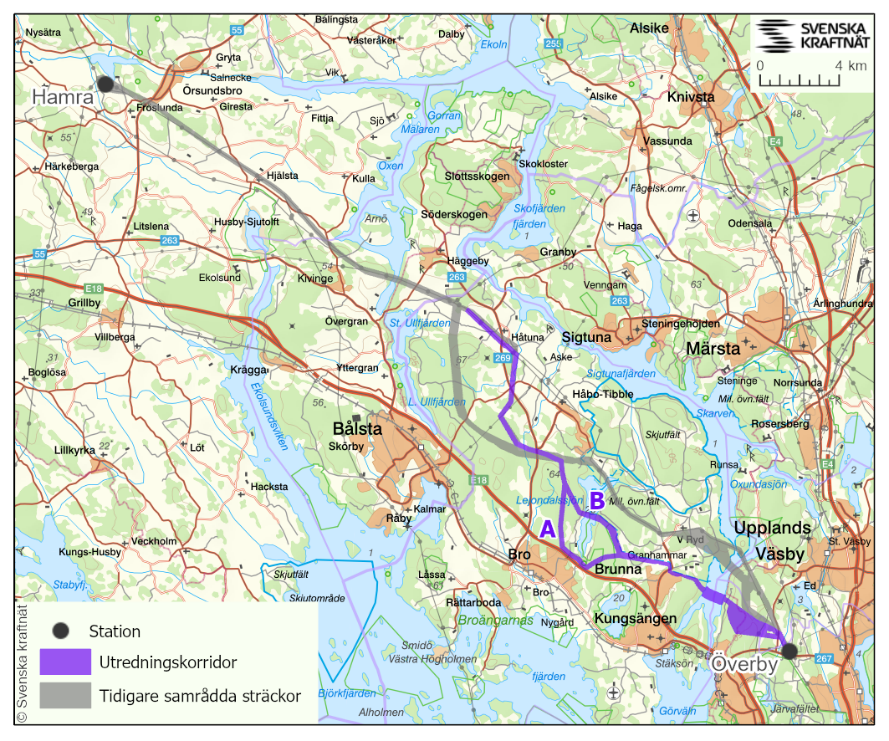 Karta ny utredningskorridor Markeryd-Överbyarkery