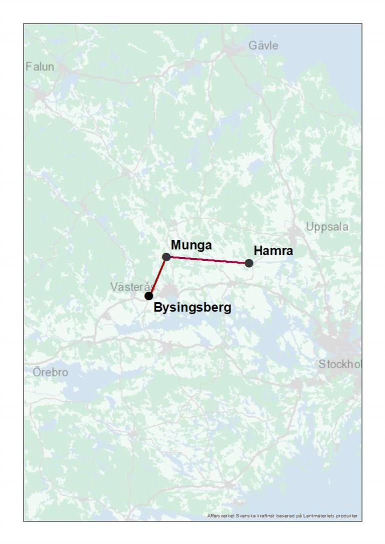 Karta över Västerås med projekt Bysingsberg-Munga