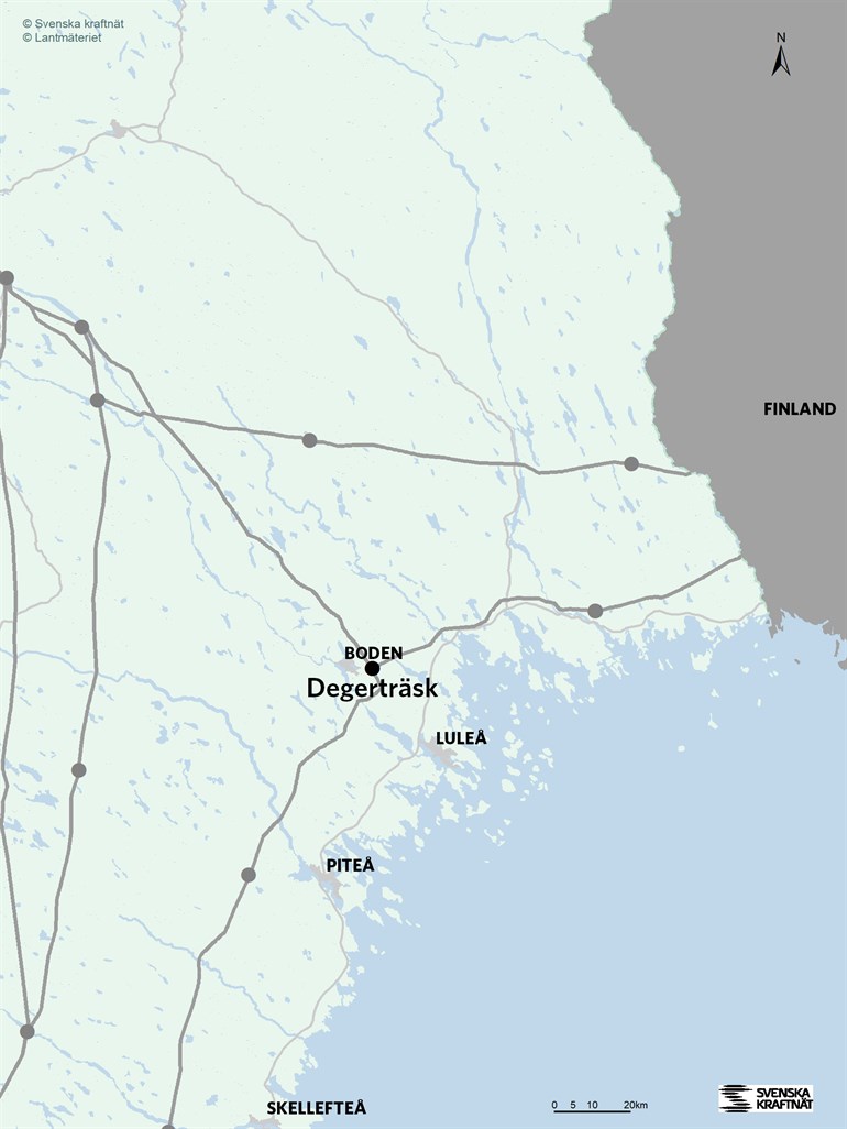 Bilden visar karta över området för station Degerträsk