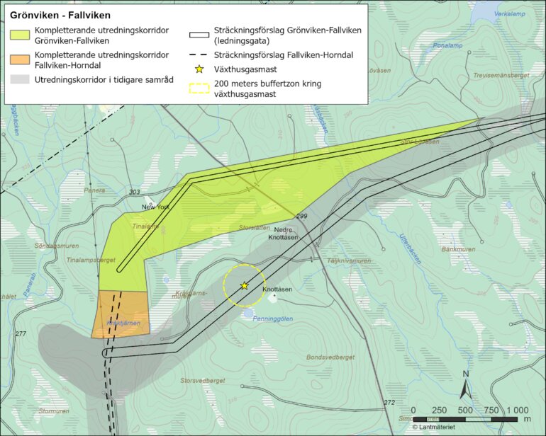 Karta över utredningskorridor