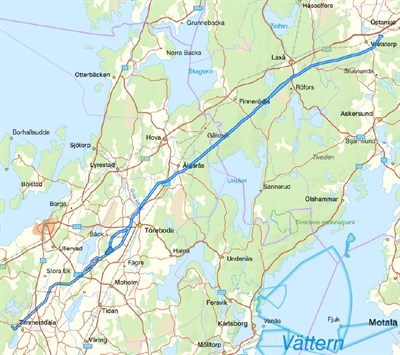 Karta utredningskorridorer Hallsberg-Timmersdala