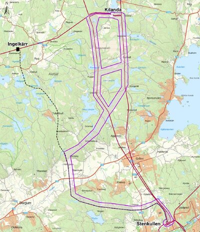 Karta utredningskorridorer Kilanda-Stenkullen