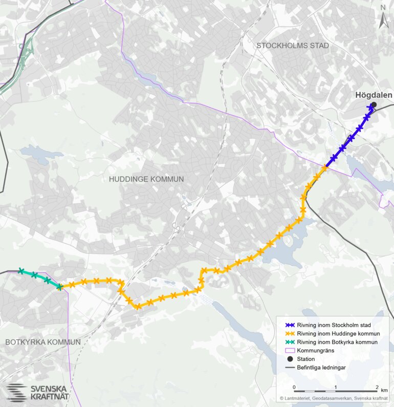 Visa vart i kommunerna man river luftledningen 