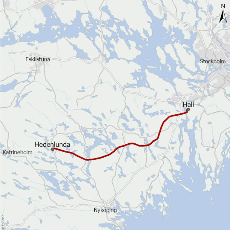 Karta över projektet Hall-Hedenlunda
