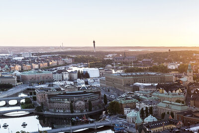 Vy över riksdagen och Stockhom