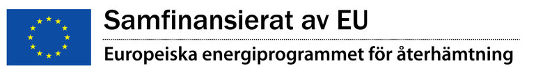 EU flaggan och texten Samfinansierat av EU, Europeiska energiprogrammet för återhämtning