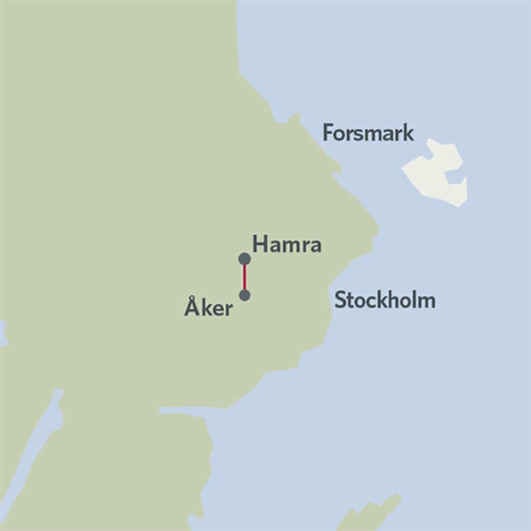 Karta som visar var Svenska kraftnät har höjt stolparna vid Mälaren, söder om Enköping