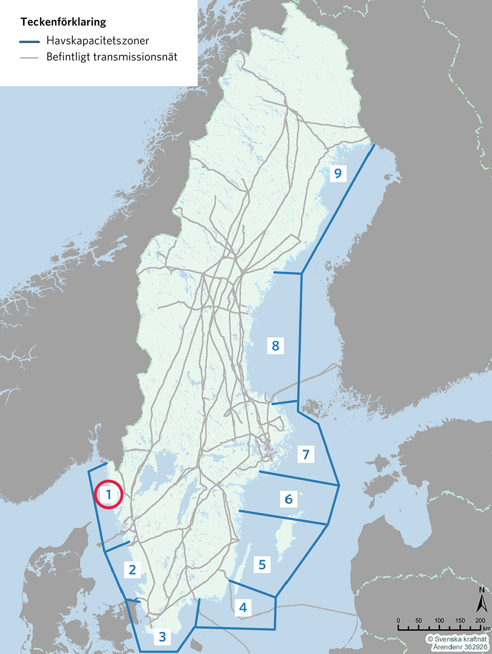 Havskapacitetszoner med fokus på zon 1
