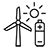 Ikon: vindkraftverk, sol, batteri