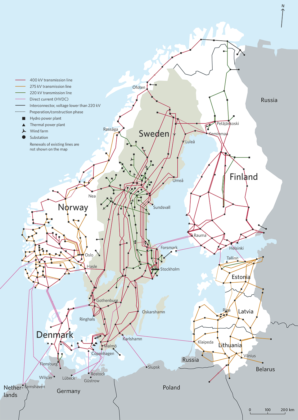 Transmission grid for electricity map